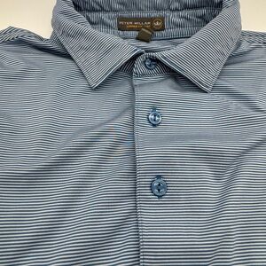 Peter Millar‎ Summer Comfort Blue Striped Polo Shirt, Size Medium
